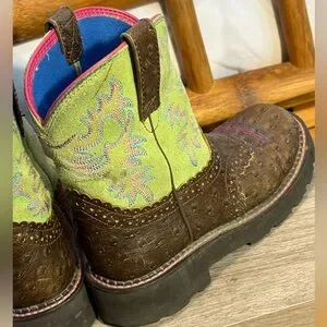 Ariat Shoes Womens Ariat Fatbaby Lime Green Brown Ostrich